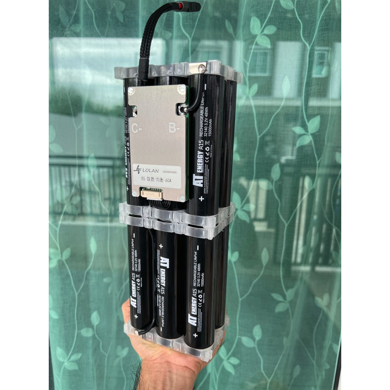 แบตเตอรี่ลิเธียมฟอตเฟต 6S 19.2-21.9V  30,000mAh พร้อม BMS 30A app บลูทูธ