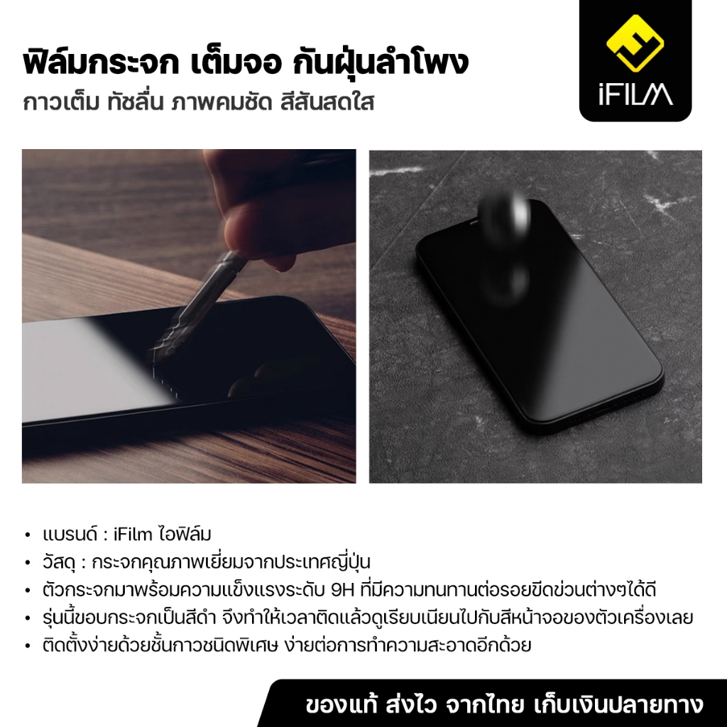 iFILM ฟิล์มกระจก นิรภัย กันฝุ่นลำโฟง เต็มจอ ใส For iPhone 17 Pro Max 17Air 16e 16 Pro 15 14 13 12 mini 11 Xr Xs Max SE 8 - รูปที่ 2