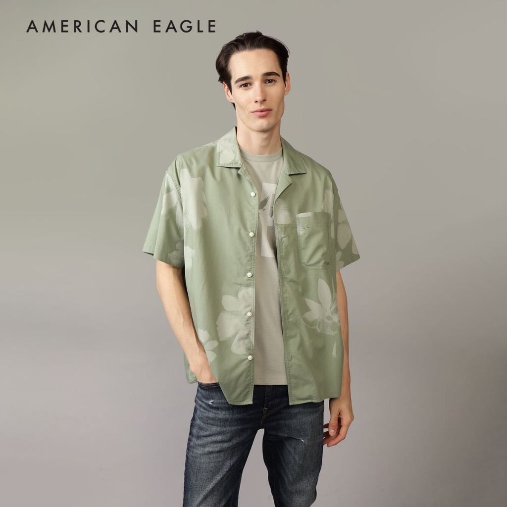 American Eagle Floral Button-Up Poolside Shirt เสื้อเชิ้ต ผู้ชาย (NMSH 015-6197-322)