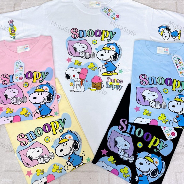 ◡̈ เสื้อป้ายJust สนู้ปปี้ใส่หมวกแพนกวิน/ อก44“