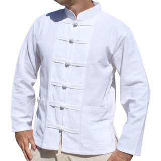 RaanPahMuang เสื้อผ้าฝ้ายพื้นเมือง คอจีน กระดุมจีน แขนยาว กร…