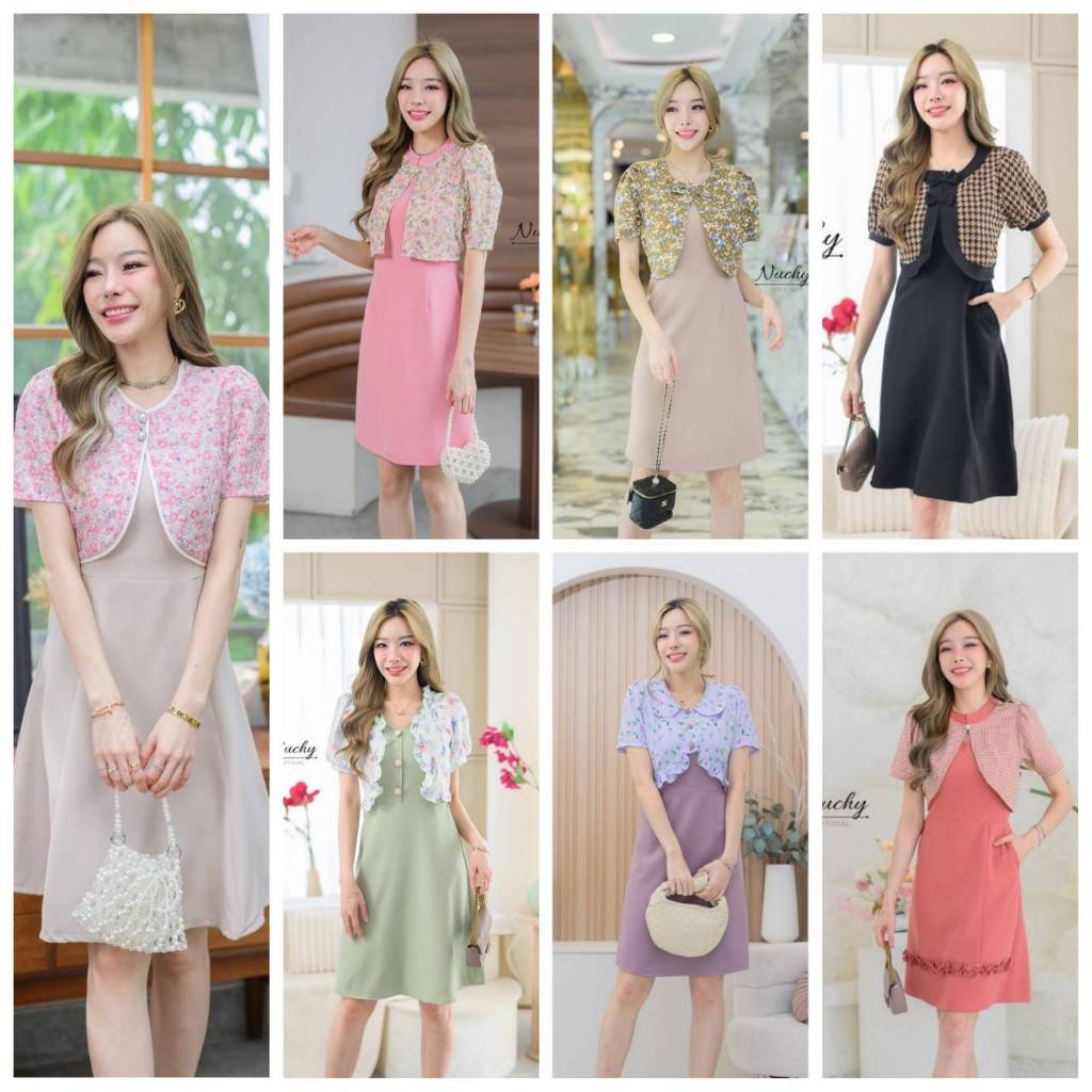 เดรส ไซส์ S อก 34 นิ้ว เดรสทำงาน Fashion กระเป๋าข้าง กระเป๋าข้าง ชุดทำงาน Dress Fashion SizeS