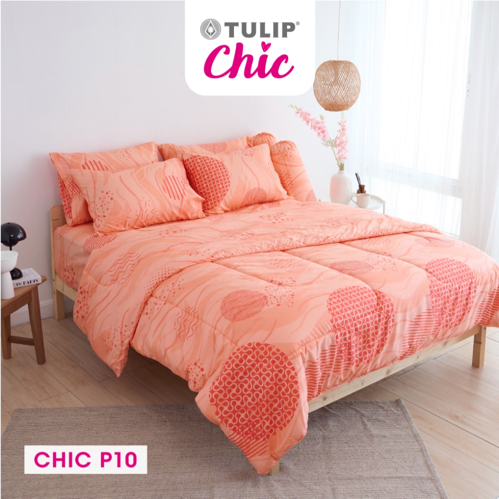 TULIP CHIC พิมพ์ลาย  CHIC P10 ชุดผ้าปู ผ้าห่มนวม ให้ความมินิมอล สัมผัสนุ่มไม่ระคายผิว