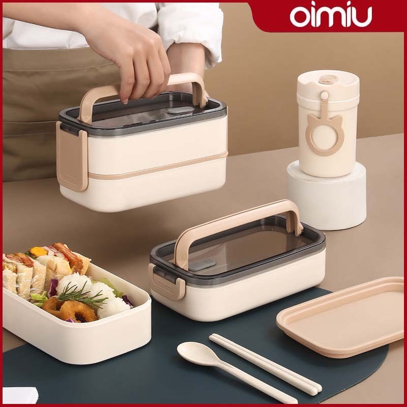 OIMIU กล่องข้าวสเตนเลส กล่องอาหารพกพา รักษาฉนวนกันความร้อน ล็อคความสดใหม่ กล่องใส่อาหารสแตนเลส วัสดุฟู้ดเกรด