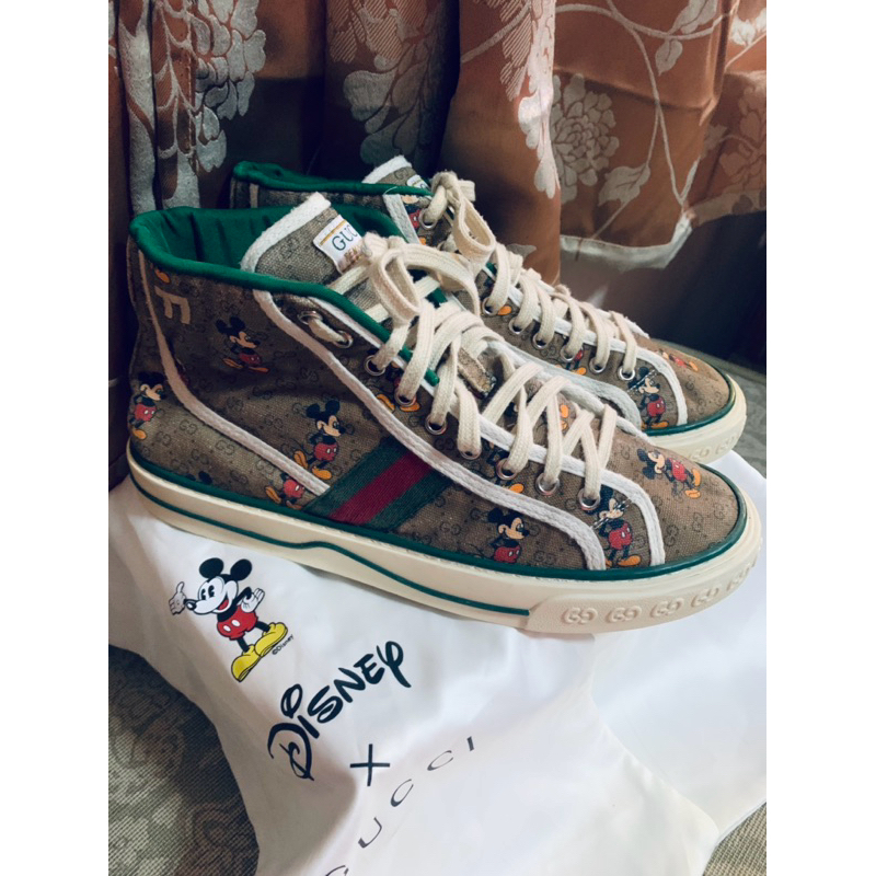 รองเท้า Gucci x Disney mickey high heel tennis sneakers size 6