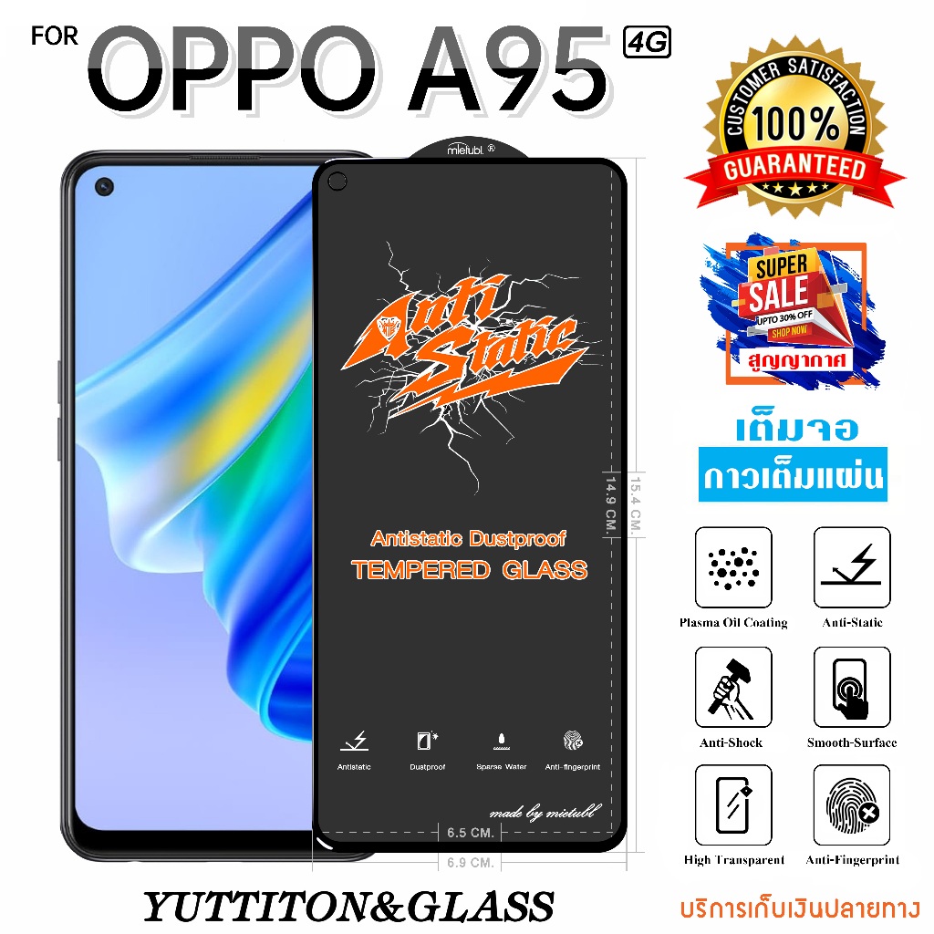 ฟิล์มกระจก ฟิล์มไฮโดรเจล For OPPO A95 4G เต็มจอ กาวเต็มแผ่น พร้อมส่ง