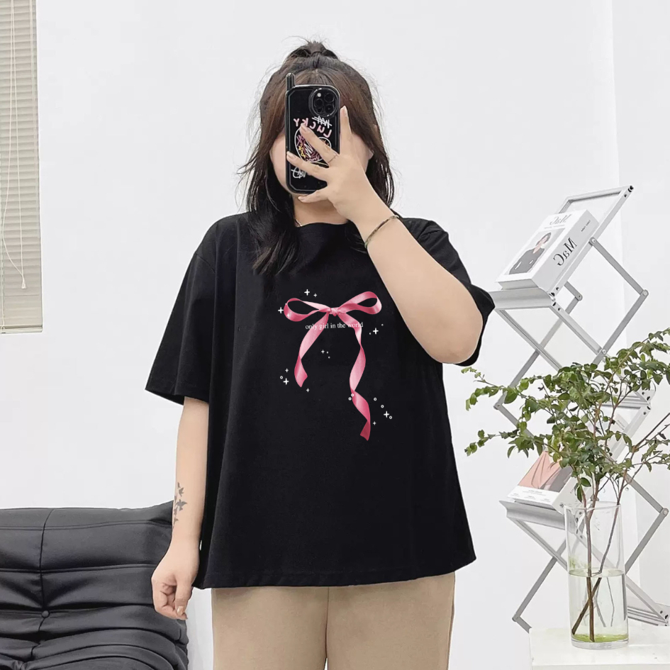 TeddyTee ขายดี เสื้อยืด สาวอวบ oversize ผ้าคอตตอน สำหรับสาวอวบ พรางหุ่น ผ้าฝ้ายนุ่มมาก ไซส์ใหญ่ เสื้อน่ารัก ลายRibbon ราคา ถูกที่สุด ดีลบีเคเค แกลเลอรีภาพที่ 5
