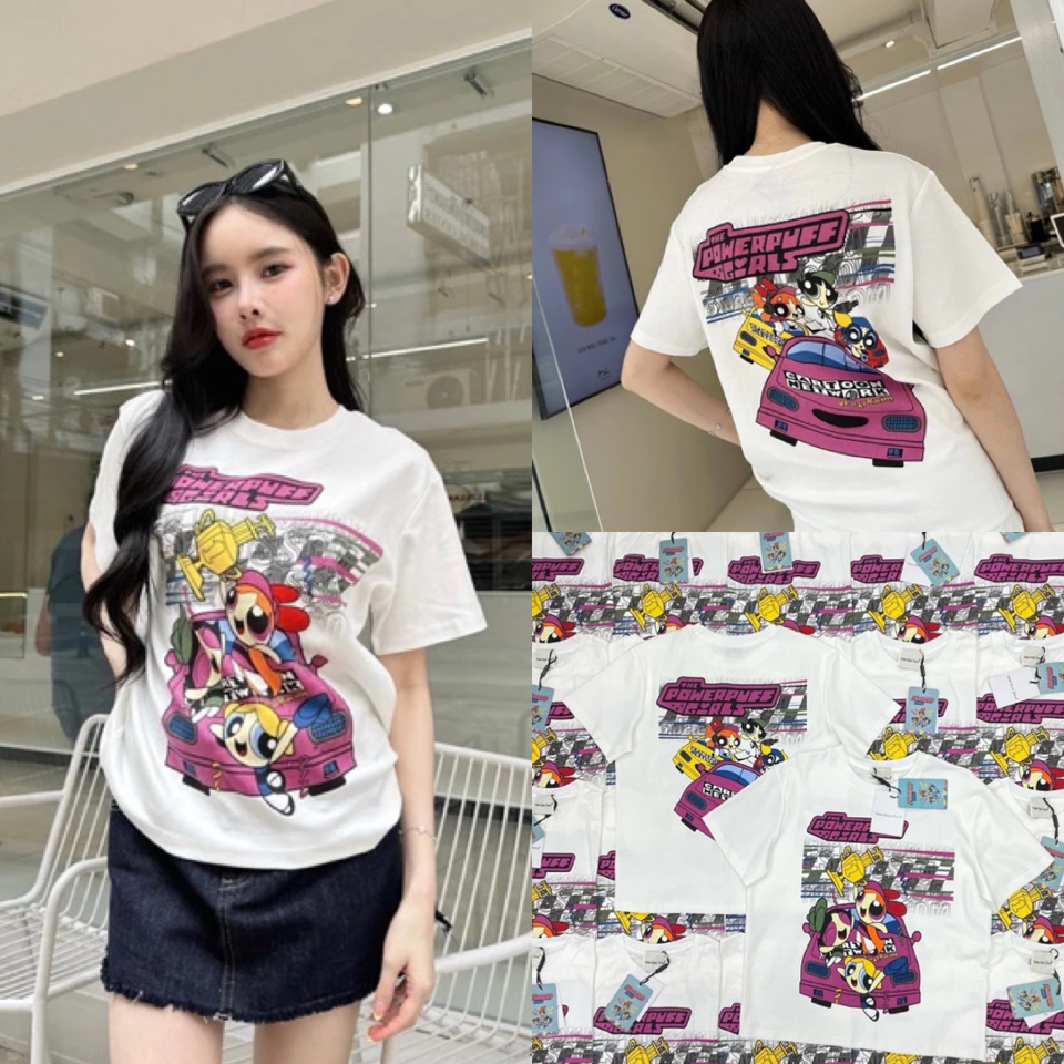 PPG T-shirt เสื้อยืดลายพาวเวอร์พัฟเกิร์ล คอลใหม่ น่ารักมากกกก โทนสีขาวสดใส เนื้อผ้าดี ดีเทลสกรีนลายทั้งหน้า-หลังเลย
