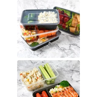(ยกลัง) กล่อง2ช่อง+ฝา500ML /650ML /750ML /1000ML (1แพ็ค บรรจุ 50ชุด) กล่องเข้าไมโคเวฟ กล่องข้าว กล่องพลาสติก กล่อง2ช่อง