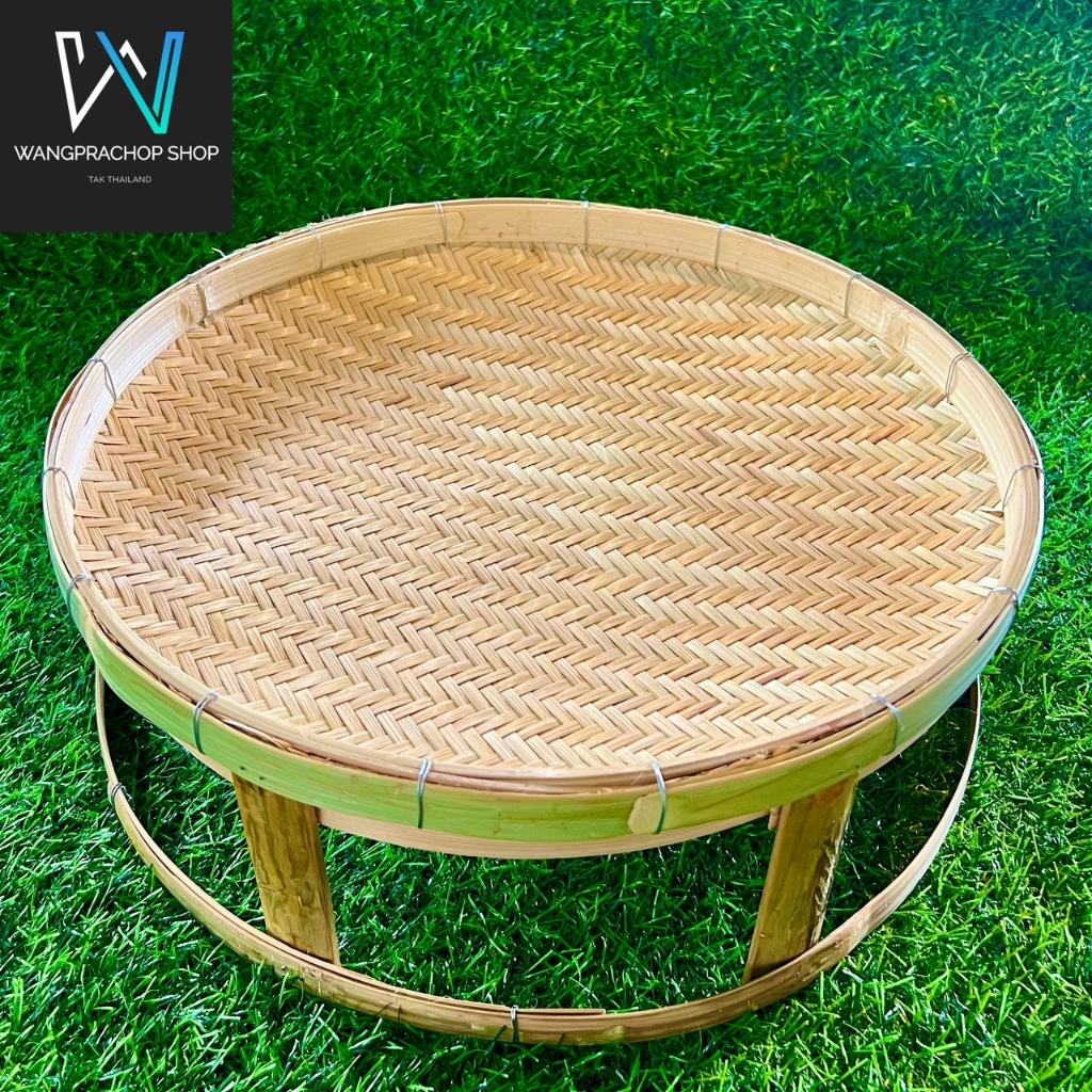 ขันโตกลายเสือรำแพน งานฝีมือ (Handmade) ขันโตก ขันโตกใส่อาหาร โตกกระด้ง ขันโตกใส่อาหาร ชั้นวางไม้ไผ่ ไม้ไผ่แท้ 100%