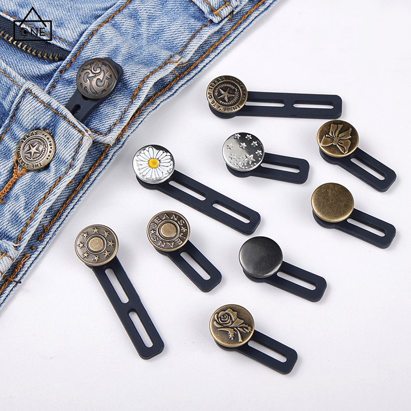 COD❤️กระดุมเอวกางเกงยีนซิลิโคนกล้องโทรทรรศน์ปรับได้แฟชั่นเรียบง่ายอุปกรณ์เสื้อผ้า-a.one