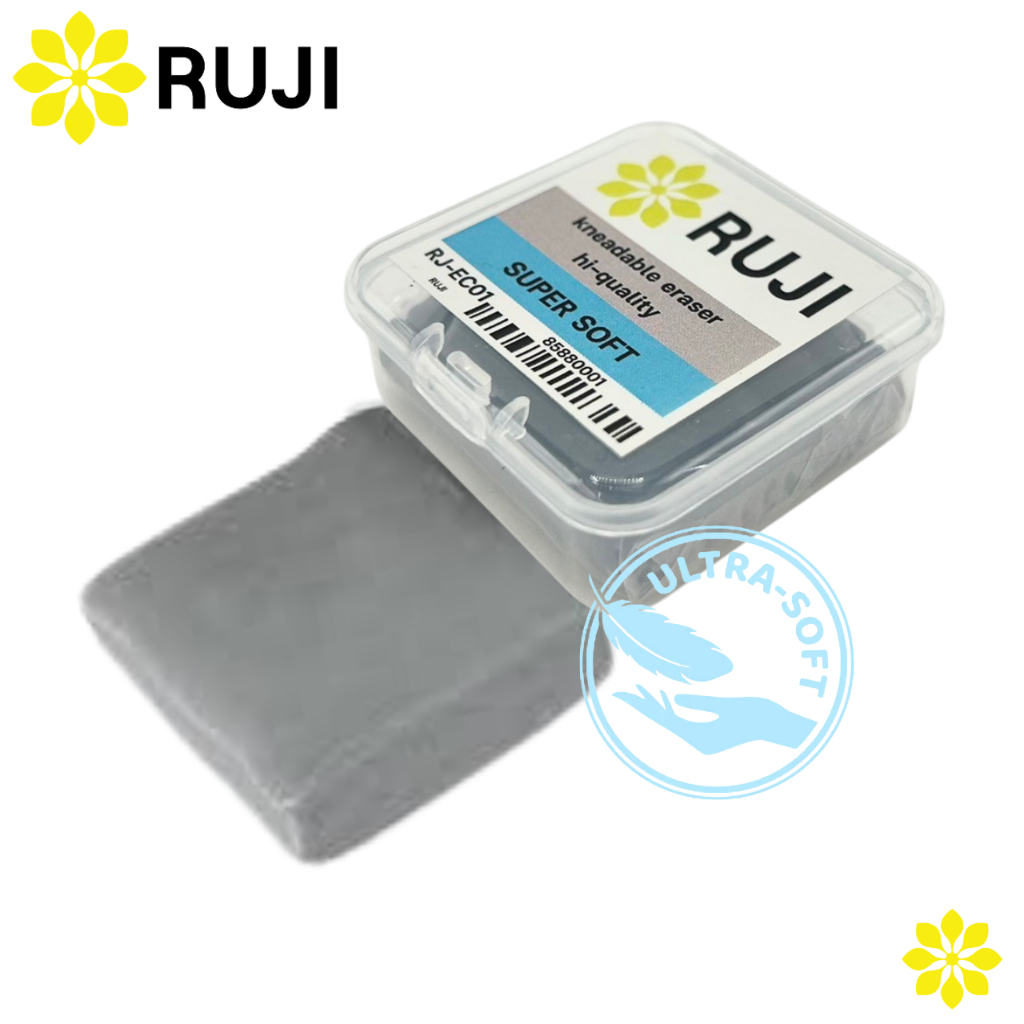 RUJI RJ-EC01 ยางลบซับคาร์บอน พร้อมกล่องเก็บ ยางลบซับสีชอล์ก EE ดินน้ำมัน ปั้นได้ งาน ดอร์อิ้ง Official