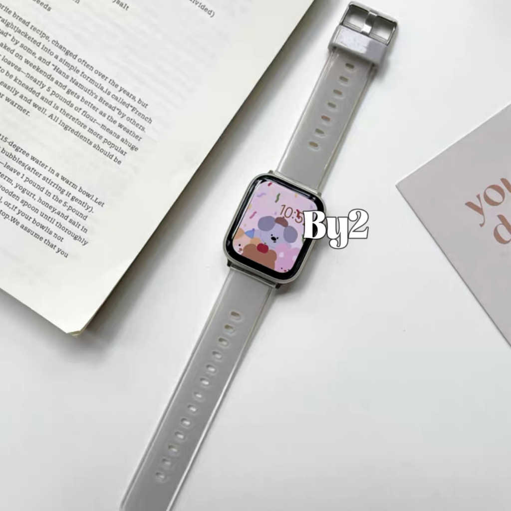 สายนาฬิกาข้อมือซิลิโคนเจลลี่ สําหรับApple Watch Ultra10 44 40 45 41 46mm สร้อยข้อมือกีฬาสำหรับ iwatch 4 5 6 SE 7 8 9 10 - รูปที่ 6