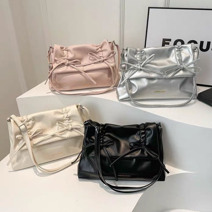BAG-BSR🍑กระเป๋าแฟชั่นสไตล์เกาหลี ใบเล็กน่ารัก กระเป๋าสะพายข้าง สีพาสเทล ใส่ของได้เยอะ แต่งโบว์น่ารัก 🍑