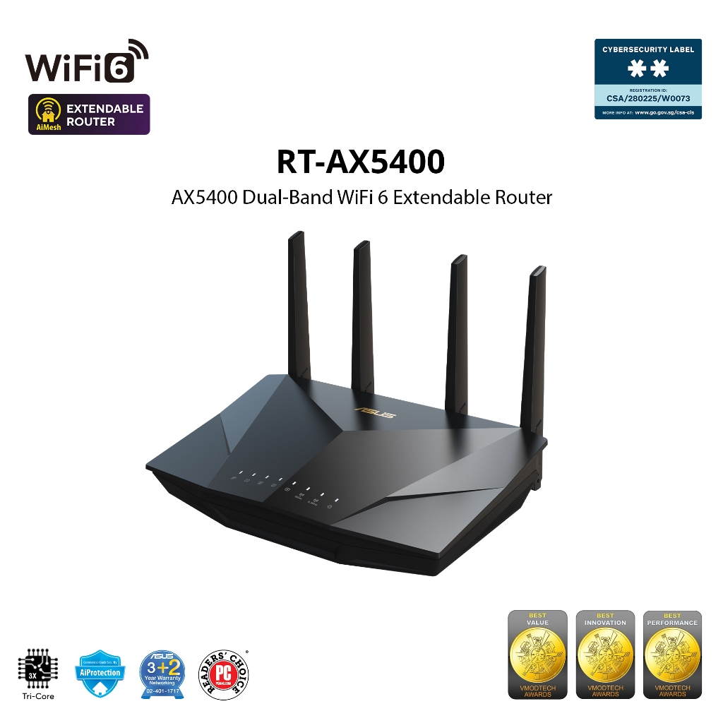 ASUS RT-AX5400 Dual Band WiFi6 AiMesh Extendable Router