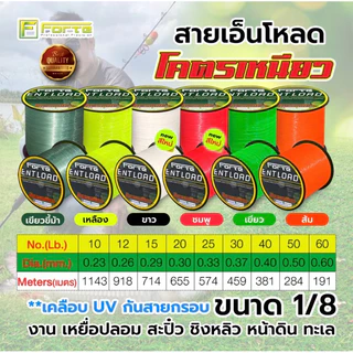 สายเอ็น โหลด สีสะท้อนแสง [Forte] สายเอ็นโหลด ENT โมโน สีสะท้อนแสง ขนาด 1/8 สำหรับงาน หน้าดิน ทะเล ENT LOAD โครตเหนียว