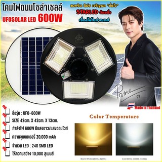 ไฟโซล่าเซลล์ จิ๋วแต่แจ๋ว!! UFO-600W-WW แสงวอมไวท์ 3ช่อง 240LED 42CM ไฟโซล่าเซลล์พลังงานแสงอาทิตย์