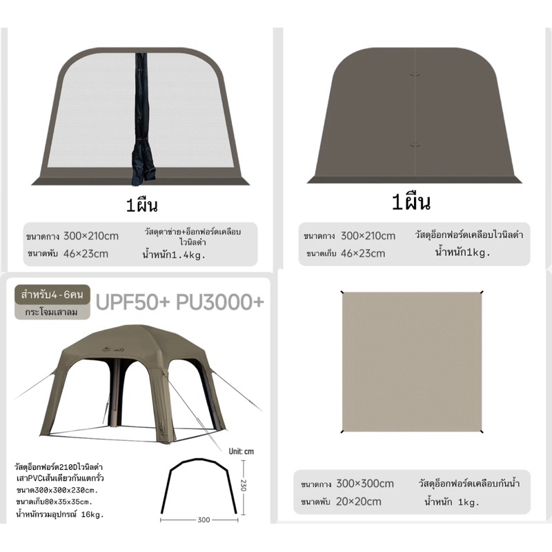 🔥Mountain🔥อุปกรณ์ของเต็นท์กระโจมเสาลม ม่านทึบ ตาข่าย กราวชีทตรงรุ่น เคลือบไวนิลดำ