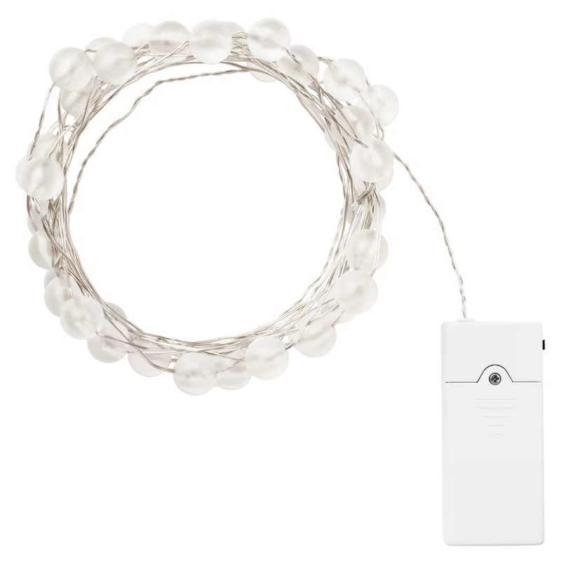 SNÖYRA สเนยรา ไฟประดับ LED 40 ดวง, ใช้ในบ้าน/ใช้แบตเตอรี สีเงิน