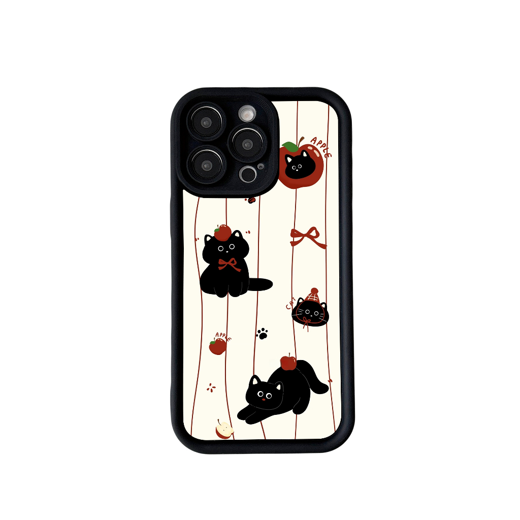 ในสต็อก เคสไอโฟน iPhone 16 15 14 13 12 11 Pro Max เคส for xs xr 7 8 Plus แมวดำ พกง่ายๆ การป้องกันการตก Soft Case