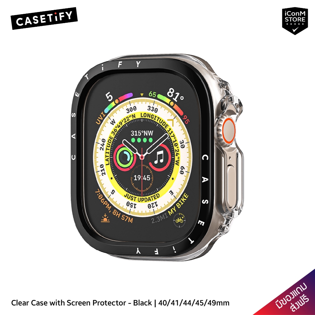 [พร้อมส่ง] CASETiFY - Clear Case (Black) เคสสำหรับ Apple Watch Ultra 3-1, 11-4, SE 3-1 Series [ผ่อน0% ส่งฟรี]