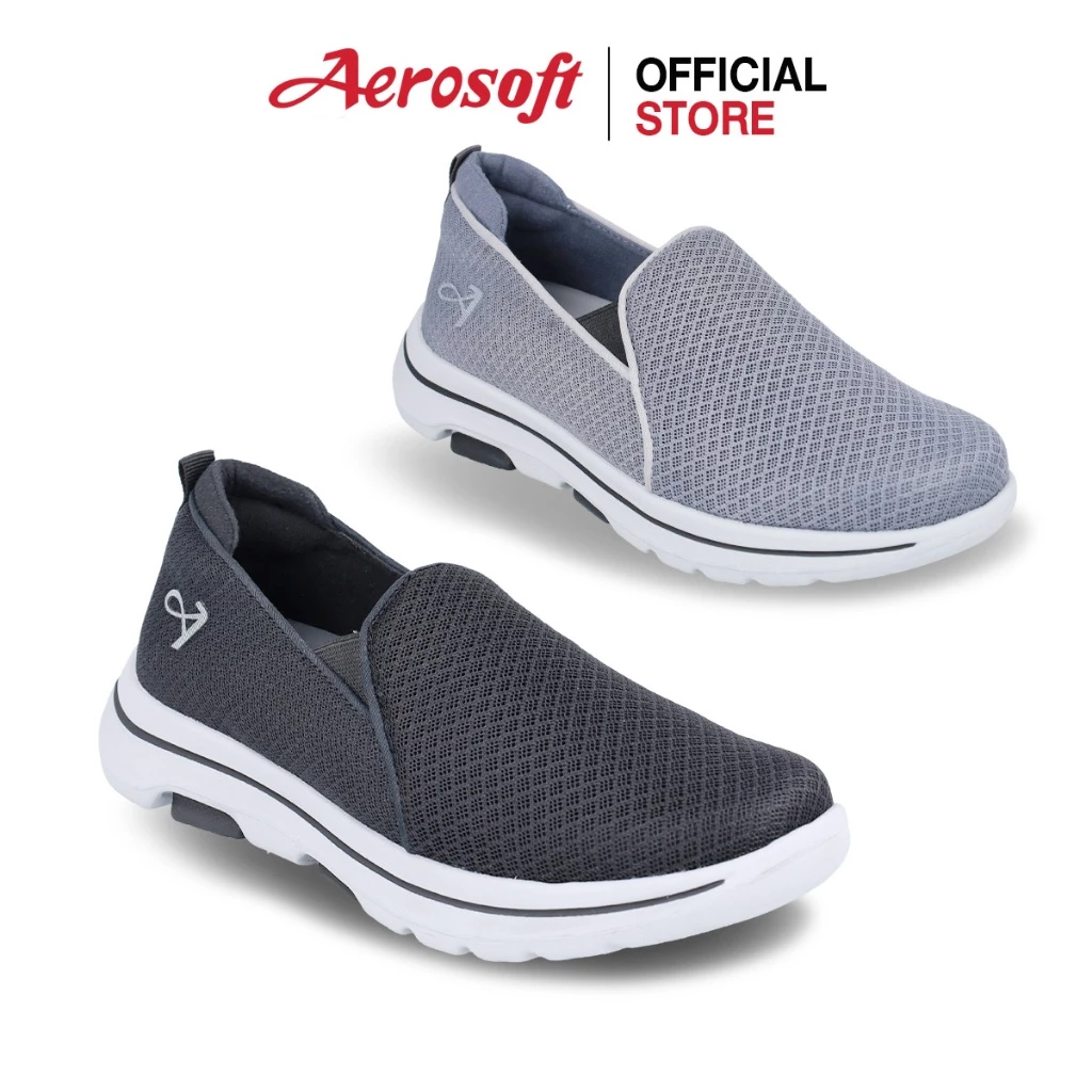 Aerosoft (แอโร่ซอฟ) รองเท้าผ้าใบผู้หญิง ผู้ชาย เพื่อสุขภาพ ผ้าใบสีดำ รุ่น EURO C2 (SN9221)
