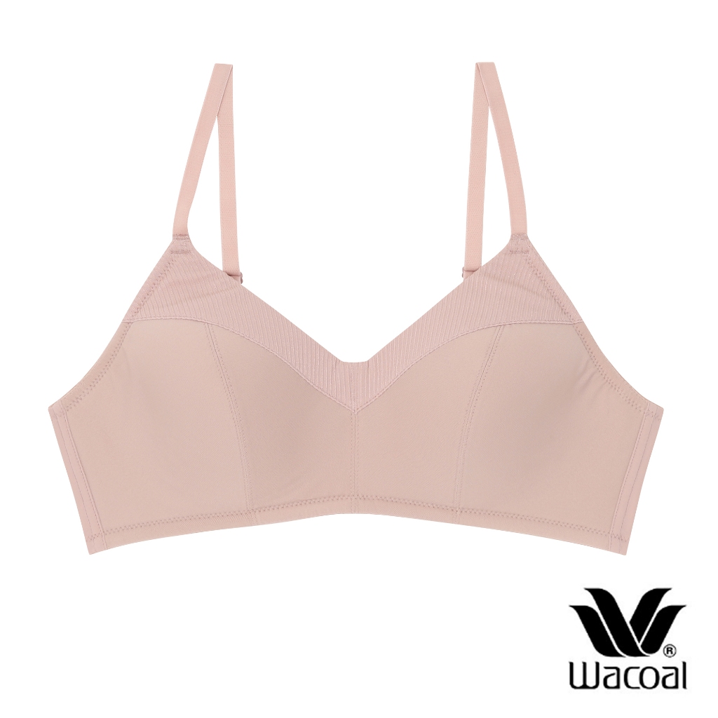 Wacoal Surprise Bra บราเต้าตัดต่อแบบไม่มีโครง ตกแต่งผ้าลายริ้ว รุ่น WB9B69 สีเบจ (BE)