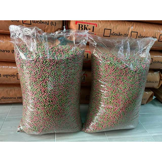 ส่งไว อาหารปลา Bk1 แบบตักแบ่ง 5 kg ถุงซิปล็อค รูดเปิดปิดได้ อาหารล๊อตใหม่ สำหรับปลาสวยงามทุกชนิด เม็ดสีเขียวแดง