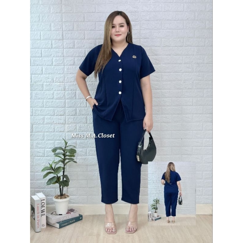 ชุดเซตสาวอวบ,สาวพลัสไซส์,ชุดเซต2ชิ้นไซสํใหญ่ ชุดเซตเสื้อ&กางเกงขายาว(ความยาว 38 นิ้ว)Clothing Lady Women Miss M.A.Closet