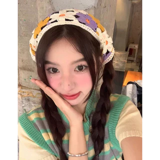 DNPผ้าโพกศีรษะหัว ยุคฝรั่งเศส ทรงสามเหลี่ยม แต่งลูกไม้ แฟชั่นสำหรับสตรีY2K พร้อมส่ง