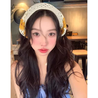 DNPผ้าโพกศีรษะหัว ยุคฝรั่งเศส ทรงสามเหลี่ยม แต่งลูกไม้ แฟชั่นสำหรับสตรีY2K พร้อมส่ง