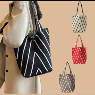 【พร้อมส่ง】miss bag fashion กระเป๋าช๊อปปิ้งไฮโซทอลายริ้ว กระเ…