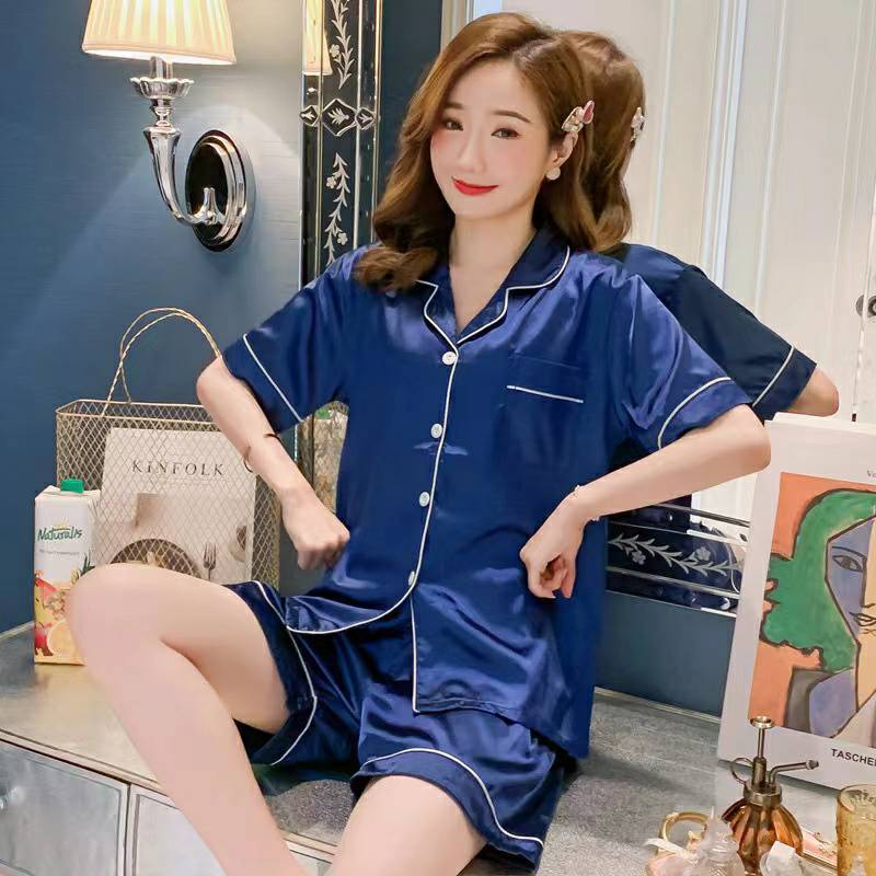 ชุดนอนแขนสั้น ขาสั้น ใส่ได้ทั้งผู้หญิงและผู้ชาย ผ้านิ่งบาง ใส่นอน