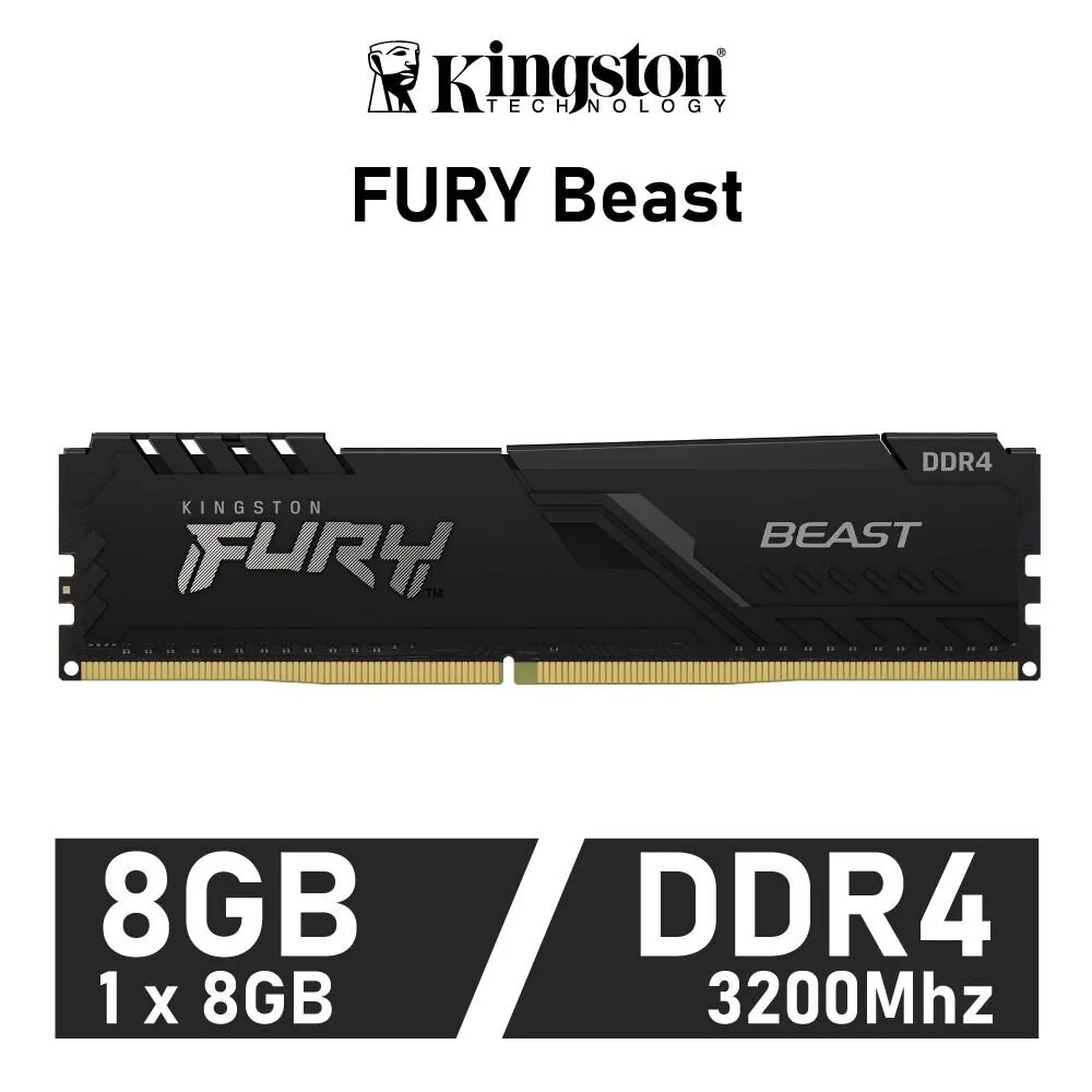 8GB (8GBx1) DDR4/3200 RAM PC (แรมพีซี) KINGSTON FURY BEAST BLACK (KF432C16BB/8) 