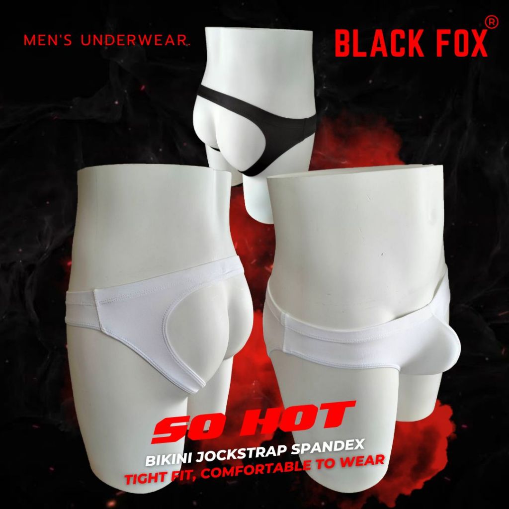 BLACK FOX กางเกงชั้นในจ็อกสแตรปชาย ผ้าสแปนเด็กซ์ ดันทรง ล็อคเป้า กระชับใส่สบาย