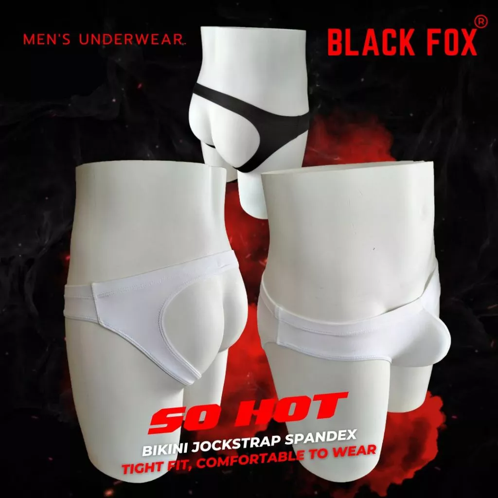 BLACK FOX กางเกงชั้นในจ็อกสแตรปชาย ผ้าสแปนเด็กซ์ ดันทรง ล็อคเป้า กระชับใส่สบาย
