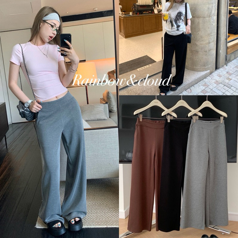 (พร้อมส่ง) กางเกงขายาวเอวยางยืดมีกระเป๋าล้วงข้างรุ่น 9763 TAG : WG.WE🇰🇷