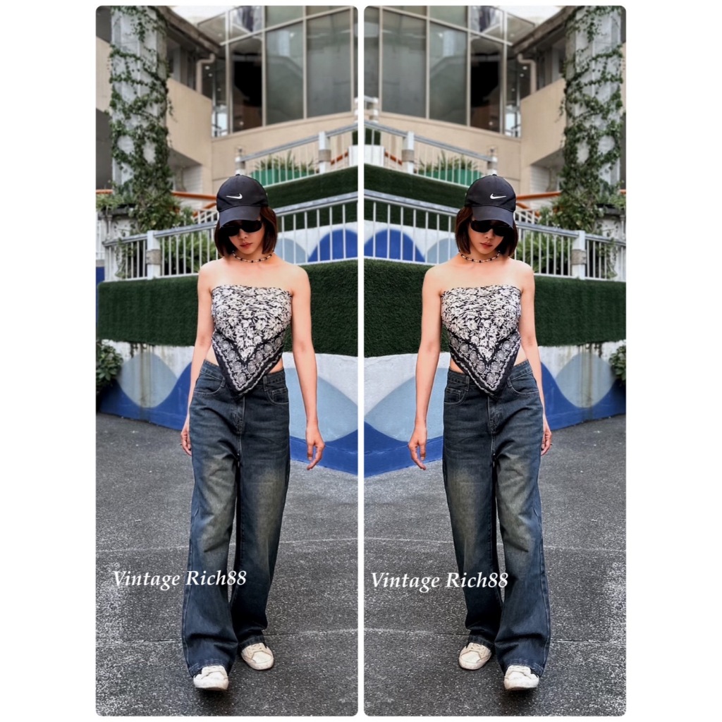 (ยาว38-39นิ้ว) ยีนส์สีเข้ม กางเกงยีนส์ ทรงกระบอกเอวสูง ผ้ายีนส์ ไม่ยืด ถ่ายจากงานจริง