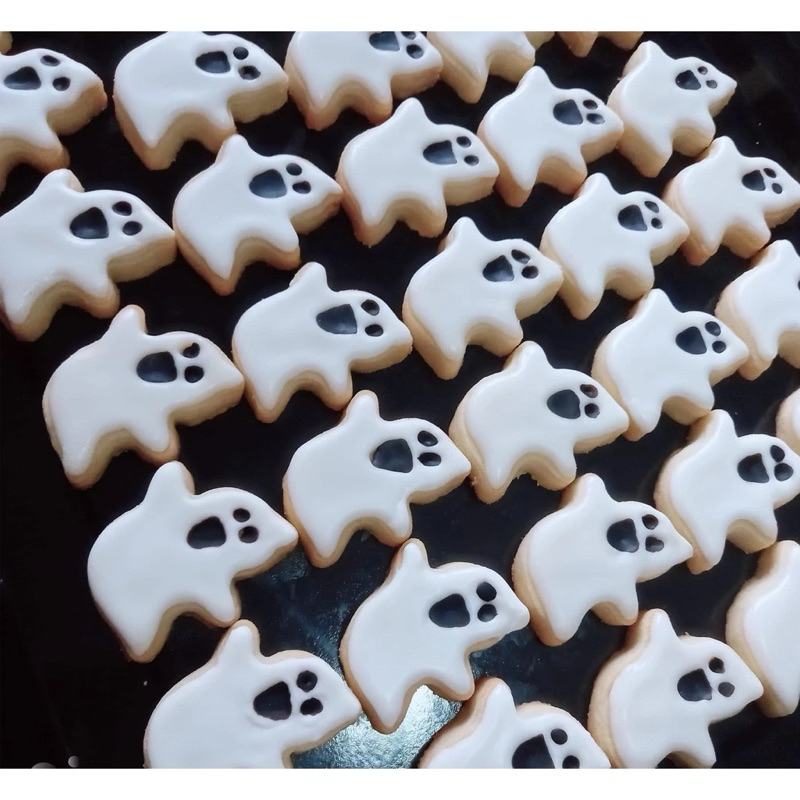 คุ้กกี้ฮาโลวีนลายผีน้อย👻 🎃Halloween Cookies/Royal Icing Cookies *บรรจุซองใสต่อ1ชิ้น ,*ใช้เนยสด