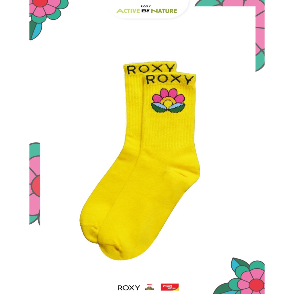 📌 NEW 📌  พร้อมส่ง ถุงเท้า ROXY ACTIVE BY NATURE X OH FUTON Sock pack Multi