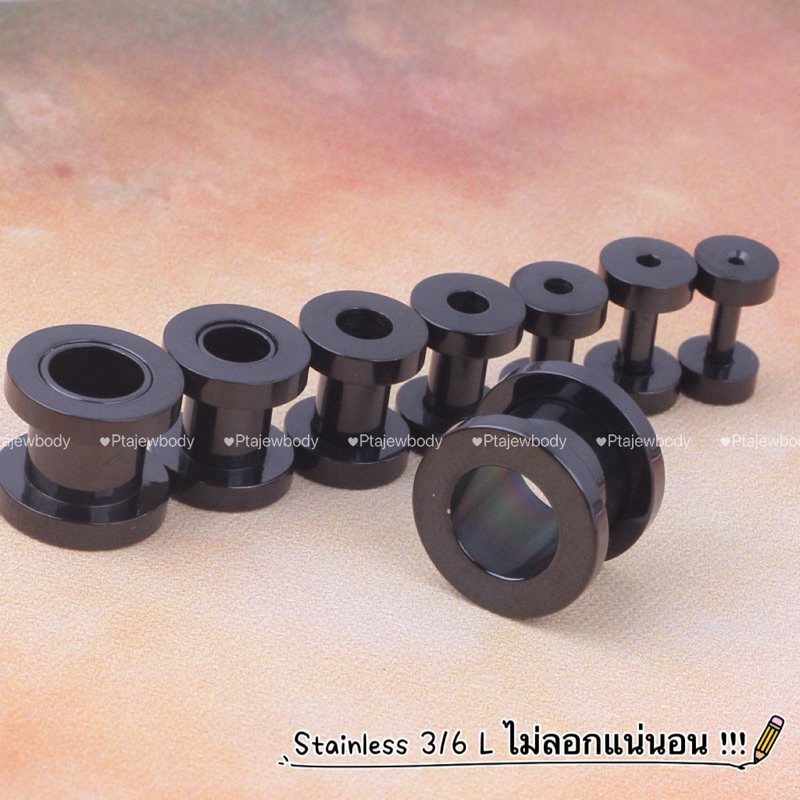 ( 1 ชิ้น ) จิวหูตาไก่ จิวหู จิวขยายหู จิวระเบิดหู สแตนเลสแท้ stainless 316 L - รูปที่ 2