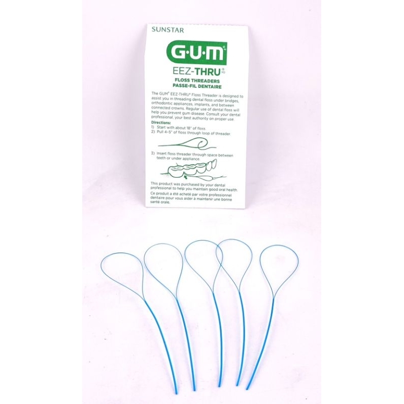 ตัวนำไหม GUM Floss threader Eez thru ทำความสะอาด ซอกฟัน จัดฟัน ครอบฟัน สะพานฟัน สินค้าแบรนด์แท้