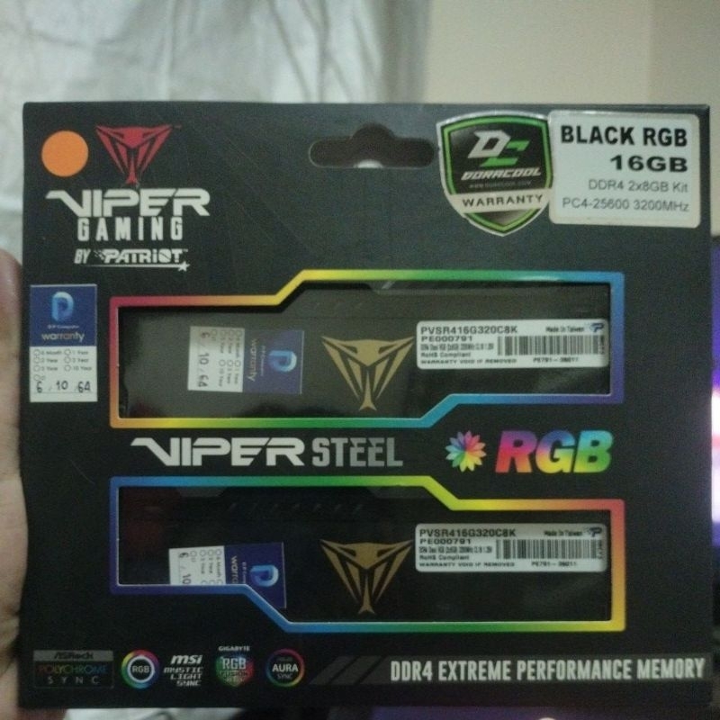 PATRIOT - PVSR416G320C8K_Patriot Viper Steel RGB DDR4 16GB (2x8GB) 3200MHz Kit