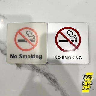 WHPH Shop ป้ายห้ามสูบบุหรี่ ป้าย NO SMOKING มีกาวในตัว ใช้งานภายนอกได้ ขนาด 10x10 cm