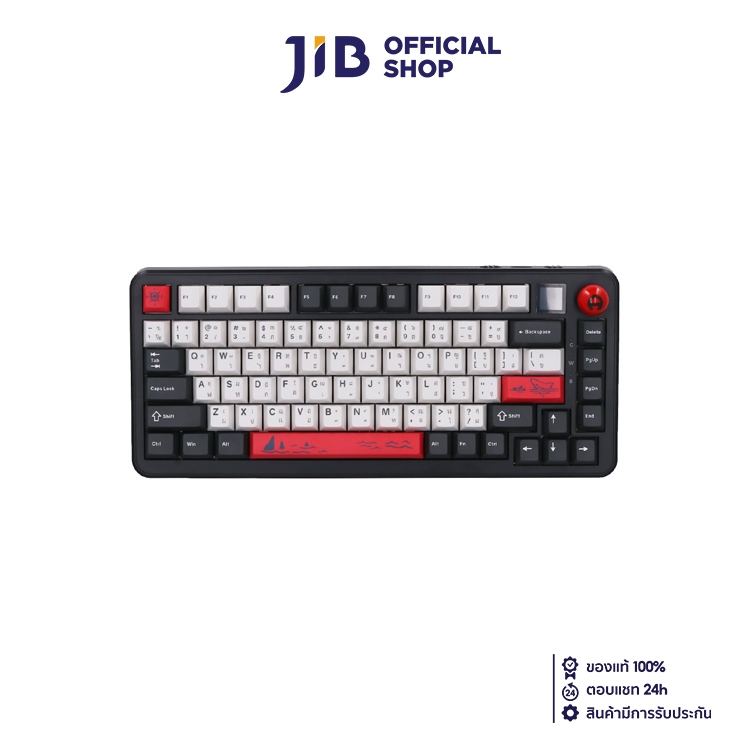 WIRELESS KEYBOARD (คีย์บอร์ดไร้สาย) AJAZZ AK820 MAX SCREEN VERSION (HARDIE) (BLACK-WHITE-RED) (AVOCA