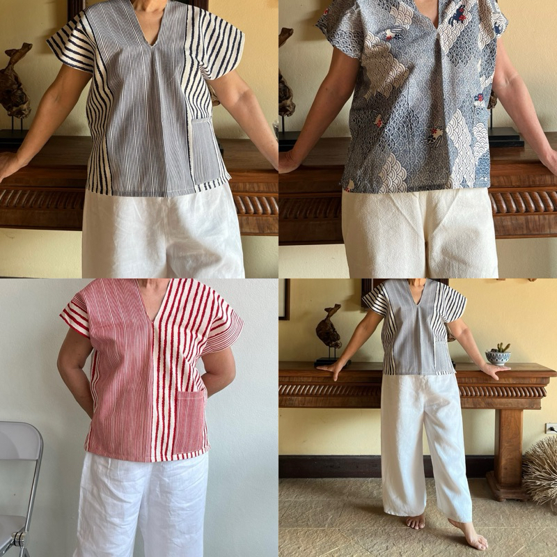 (20 ลาย) เสื้อพื้นเมืองผู้หญิงอก 42 นิ้ว ผ้าฝ้ายพิมพ์ลายคอกระเหรี่ยง