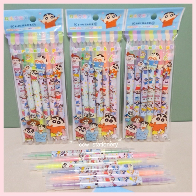 (ยกแพ็ค 6 สี) ปากกาเน้นข้อความ ลายชินจัง Crayon Shinchan / ลายคาปิบาร่า Capybara (1 แพ็ค มี 6 แท่ง 6 สี)