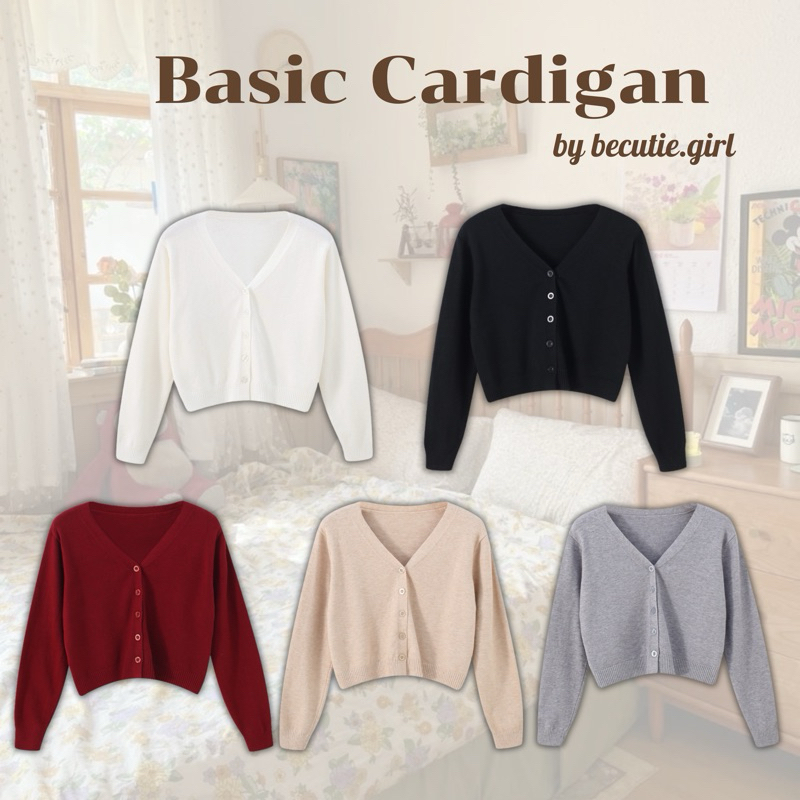 Cardican crop ส่งเร็ว 1-2 วัน ☀️ คาร์ดิแกนไหมพรม เสื้อคลุมแขนยาว Becutiegirl