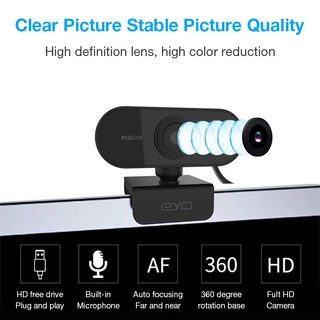 EYD PC01 Webcam 2K/1080P Full HD มีไมโครโฟนตัดเสียงรบกวน Plug & Play USB สำหรับประชุมออนไลน์ ถ่ายทอดสด เล่นเกม