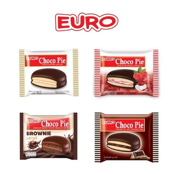 EURO Choco Pie ยูโร่ ช็อกโก พาย ขนาด 17 กรัม บรรจุ 12 ซอง